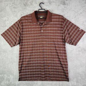 Mens Greg Norman Play Dry Polo Golf Shirt Brown Striped Short Sleeve 2XL